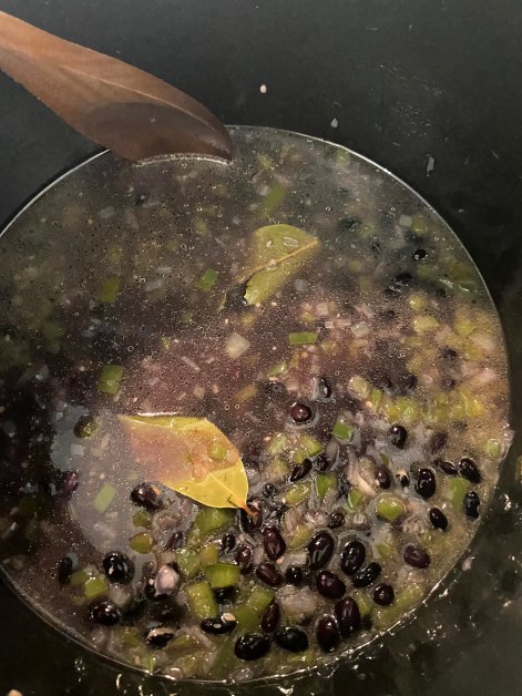 Beans with the water that they were soaked in