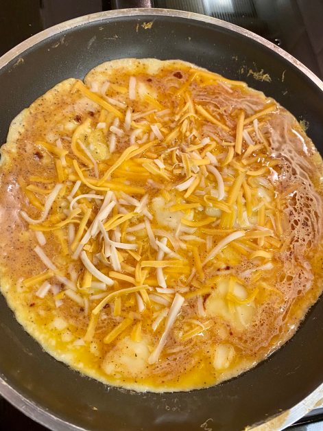 Eggs and cheese for text mex wrap