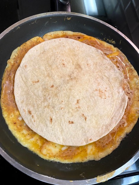 Eggs with tortilla on top